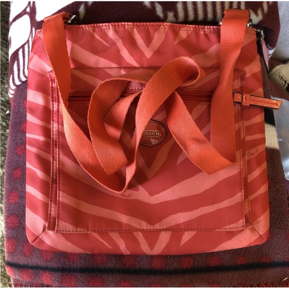 Coach Signature Fabric Crossbody Coach Coral Zebra Print File Nylon F77541 Bag - Picture 11 of 11